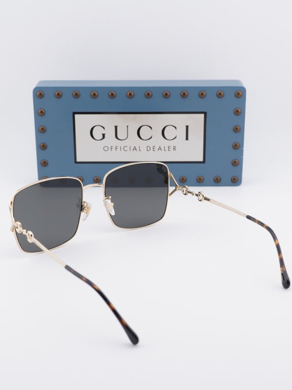 Gucci GG1018SK 001 Square Sunglasses - Gold / Grey - Picture 5 of 13